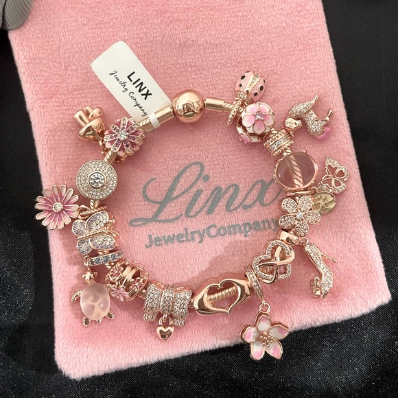 Linx Rose Gold Bracelet with Pink and Cubic Zirconia Themed Charms - Picture 7 of 11